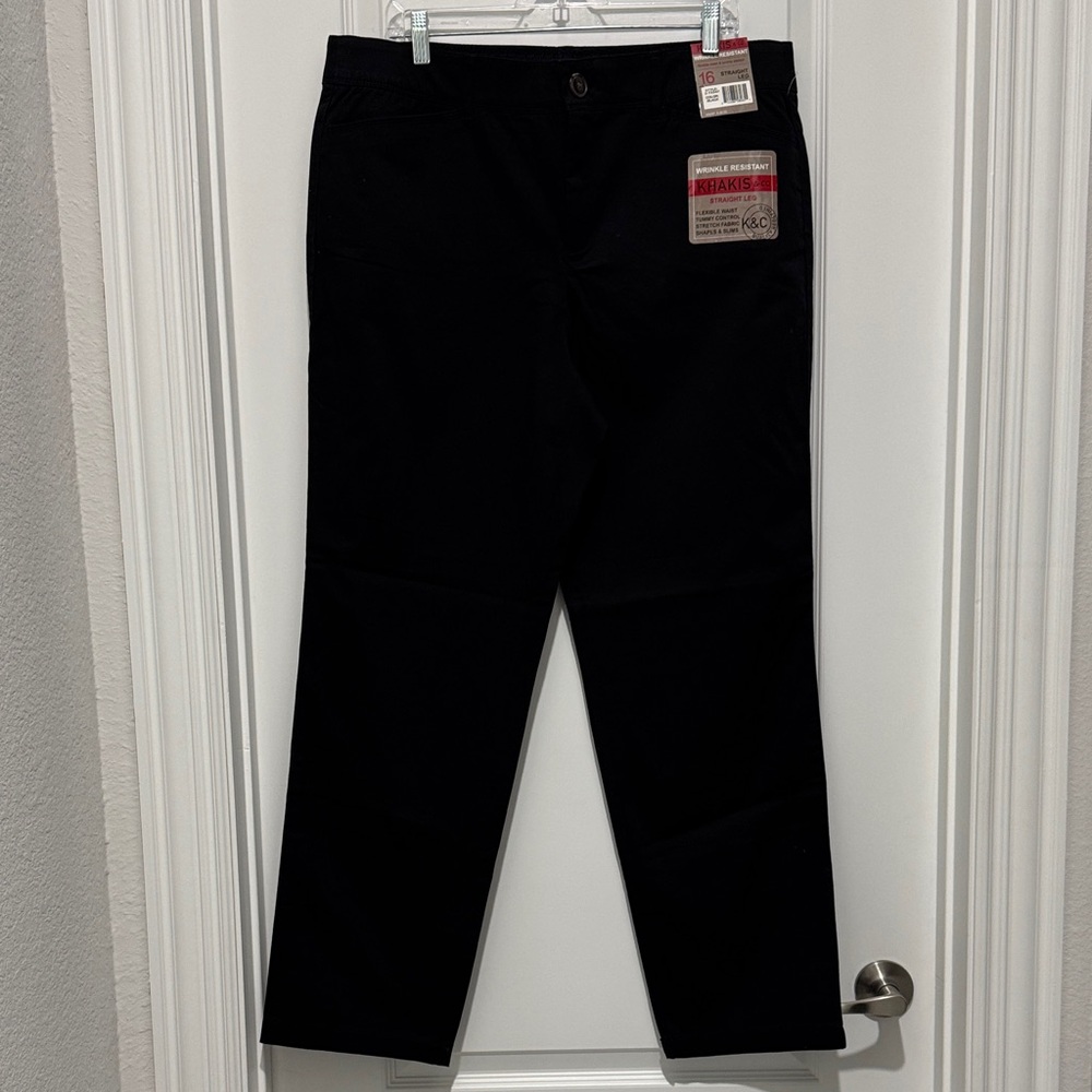 Women’s Khakis & Co. black wrinkle resistant twill pants - 16 NWT